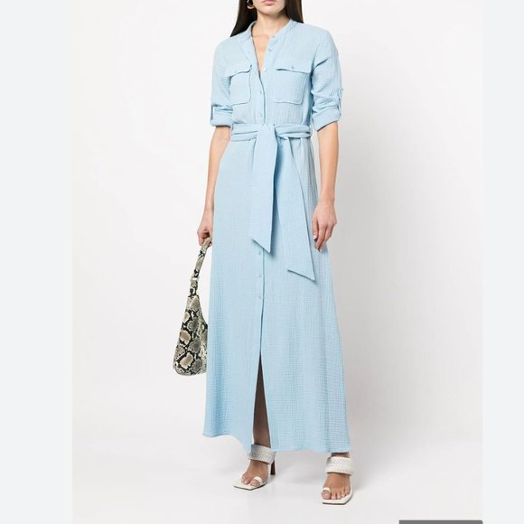 LIKE NEW JONATHAN SIMKHAI Esther Tie Waist Shirt Dress Size Medium - Picture 3 of 8